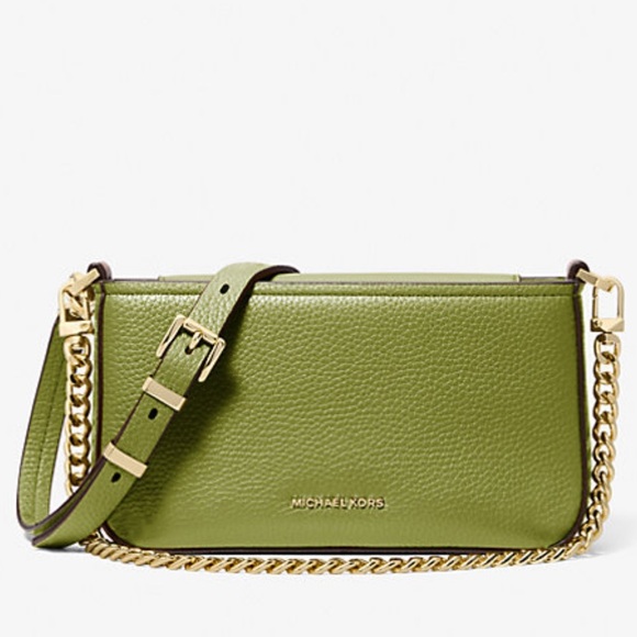 Michael Kors Handbags - MICHAEL KORS Bryant Sm Pebbled Leather Convertible XBody Pochette
Meadow Green